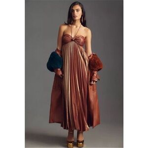Anthropologie Plissé Halter Dress